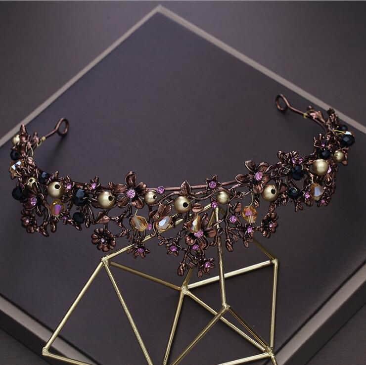 Coronita aramie, cu floricele si pietre, Noelia C6 - Pursehuit.ro