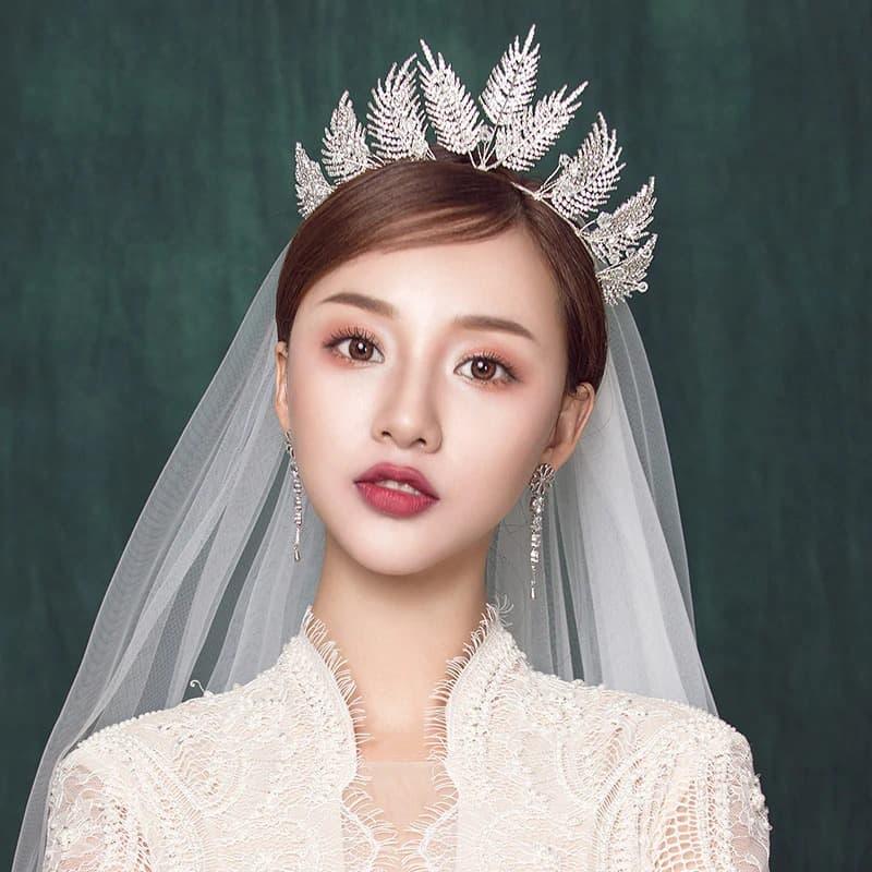 Coronita argintie, cu frunze si pietre, Magret C2 - Pursehuit.ro