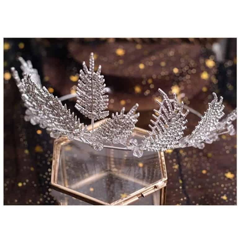 Coronita argintie, cu frunze si pietre, Magret C2 - Pursehuit.ro