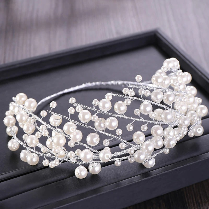 Coronita argintie, cu perle, Sannah C11
