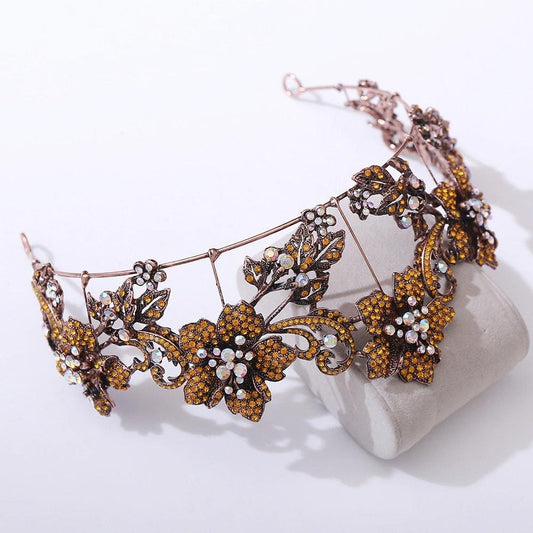 Coronita aurie, cu flori si pietre, Nikita C6 - Pursehuit.ro