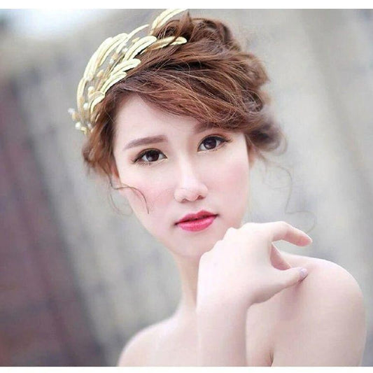 Coronita aurie, cu frunze si perle, Krishna C1 - Pursehuit.ro