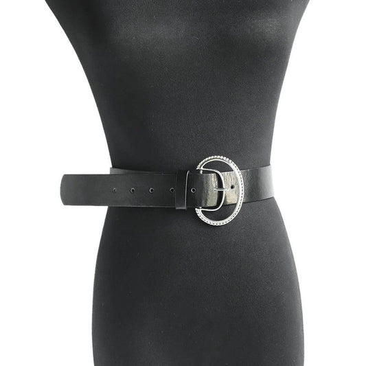 Curea neagra, cu catarama argintie, ovala, Edvia C4 - Pursehuit.ro