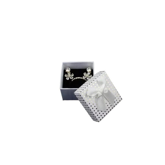 Cutie pentru cadou, alba, cu capac, burete si buline aurii, 3.5×4.5×4.5cm - Pursehuit.ro