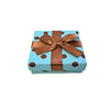 Cutie pentru cadou, bleu, cu buline maro, 10x10x3cm