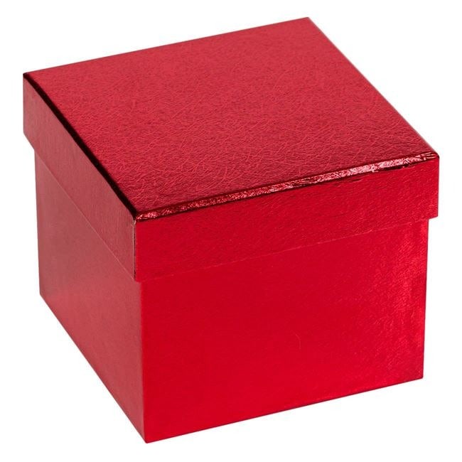 Cutie pentru cadou, rosie, cu capac, 10.7x10.7x9cm