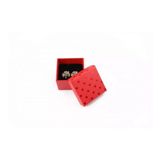 Cutie pentru cadou, rosie, cu capac, burete si inimioare, 3.5×4.5×4.5cm - Pursehuit.ro