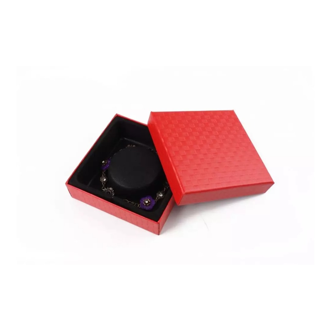 Cutie pentru cadou, rosie, texturata, cu burete si capac, 2.5× 8.5× 8.5cm