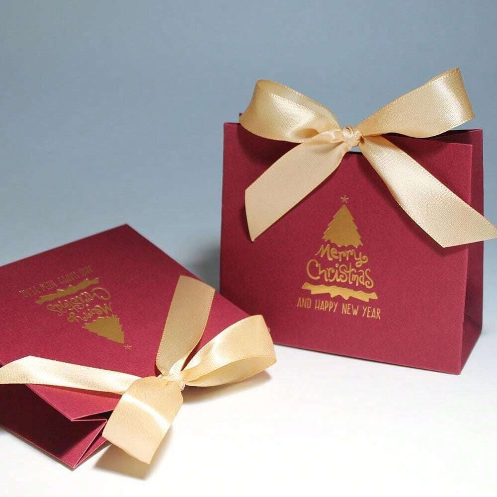 Cutiuta pentru cadou, visinie, cu autoformare, 10 cm x 11.5 cm x 4.5 cm