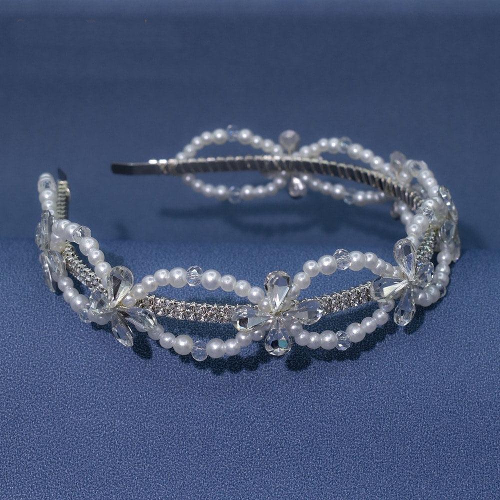 Diadema argintie, cu perle si pietre, Barnaby C6 - Pursehuit.ro