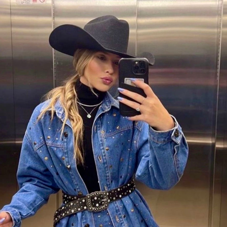 Palarie Fedora, neagra, din lana, stil cowboy, reglabila, Daria