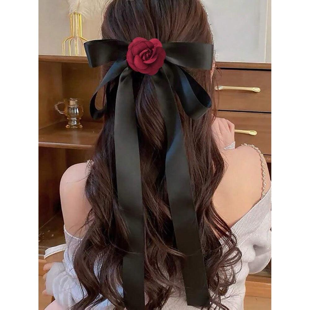 Funda de par, neagra, cu floare rosie, Axel C11 - Pursehuit.ro