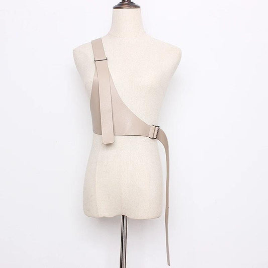 Ham bej, din piele ecologica, stil corset, Mitra C1 - Pursehuit.ro