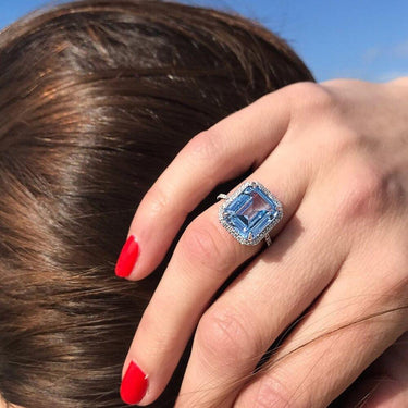 Inel argintiu, cu piatra bleu, din zirconiu, Nikole C29 - Pursehuit.ro