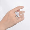 Inel argintiu, forma de aripa de inger, cu pietre din zirconiu, Abby C6