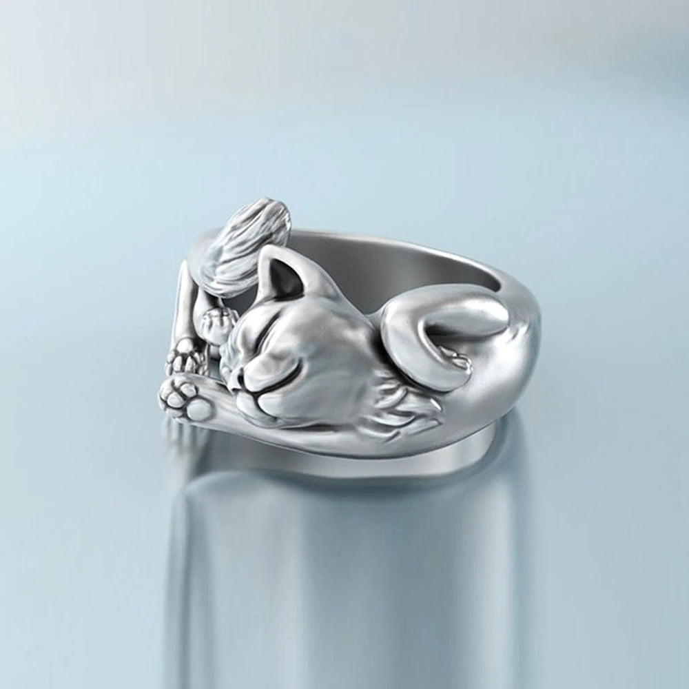 Inel argintiu, forma de pisica, Jetta C28