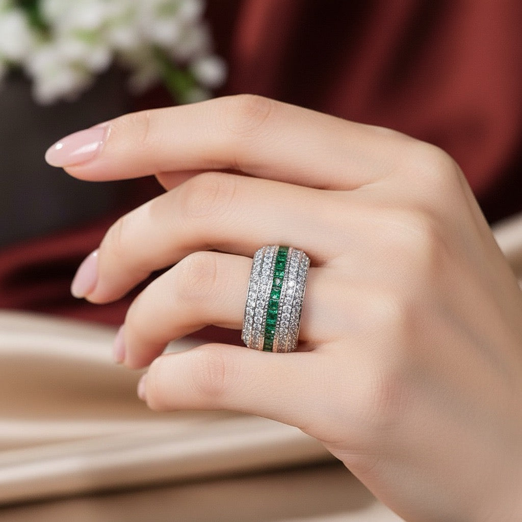 Inel argintiu, cu pietre din zirconiu, Akira C29