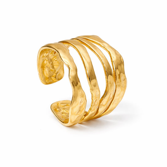 Inel auriu, reglabil, din otel inoxidabil, suflat cu aur 18k, in straturi multiple, Patricia C8
