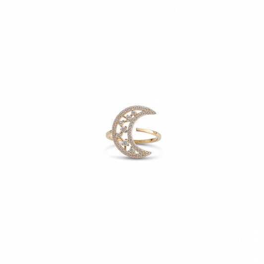 Inel auriu, reglabil, suflat cu aur 14k, cu pietre din zirconiu, Sabrin C1