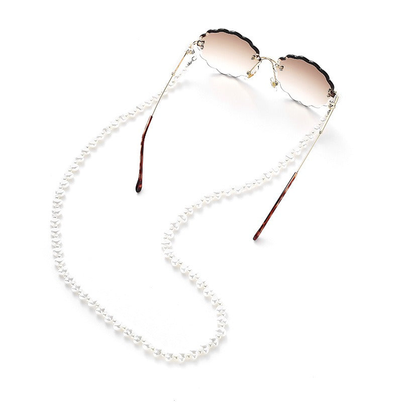 Lant de ochelari, alb, cu perle, Svandis C5