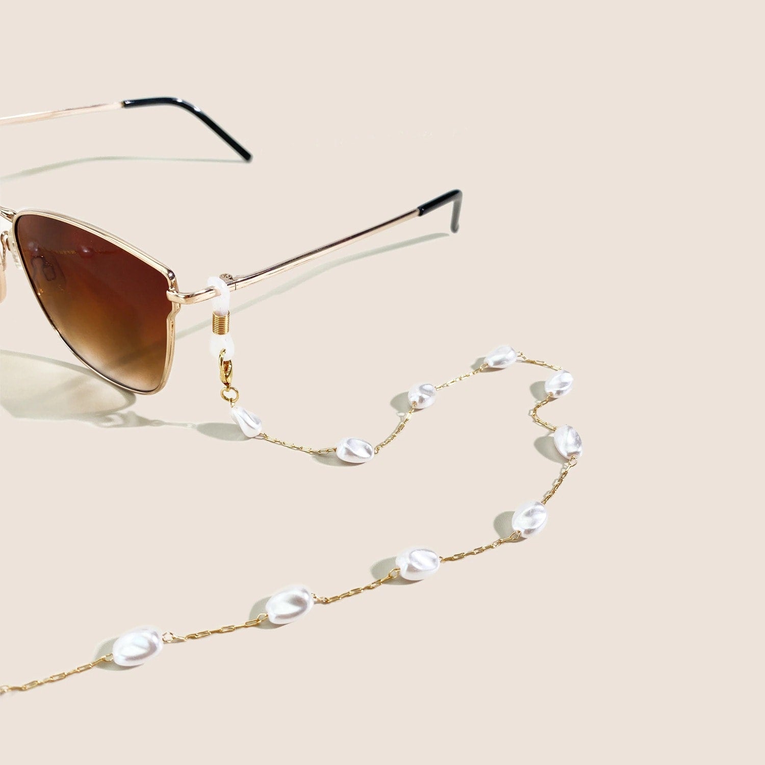 Lant de ochelari, auriu, cu perle, Morgana C6