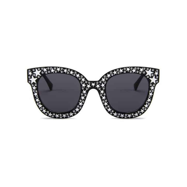 Ochelari de soare, negri, stelute argintii, cat-eye, Jenipher C3 - Pursehuit.ro