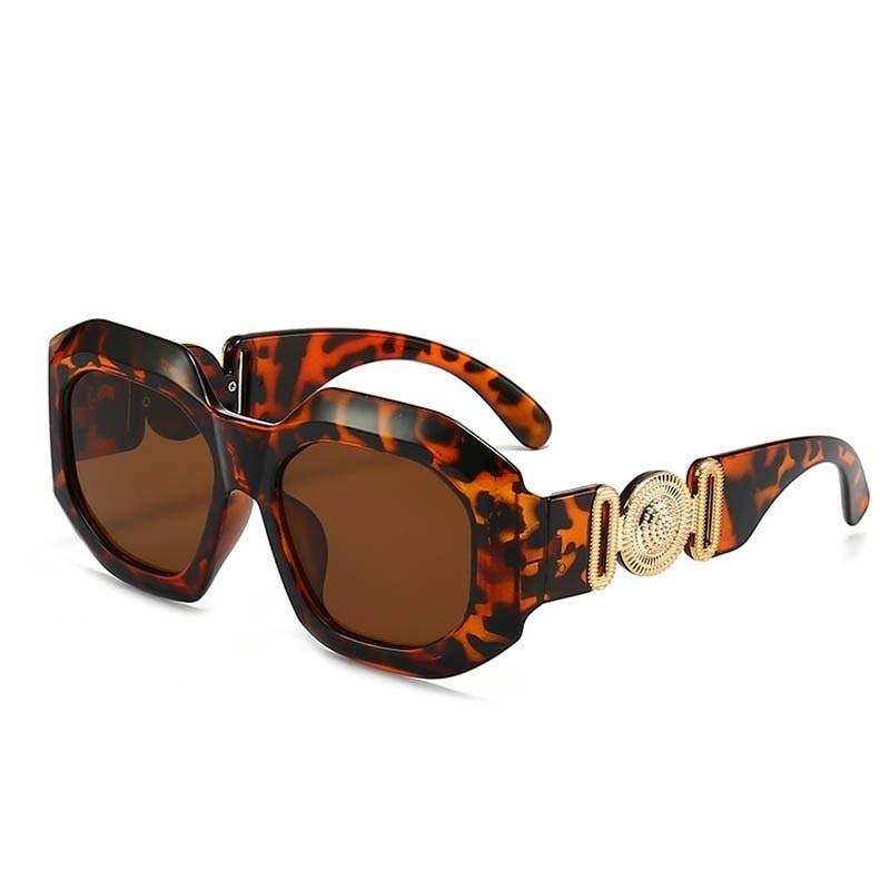 Ochelari de soare, maro, animal print, patrati, Assaria C3 - Pursehuit.ro