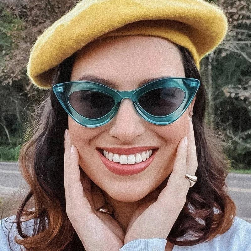 Ochelari de soare, verzi, cat-eye, Araminta C1 - Pursehuit.ro