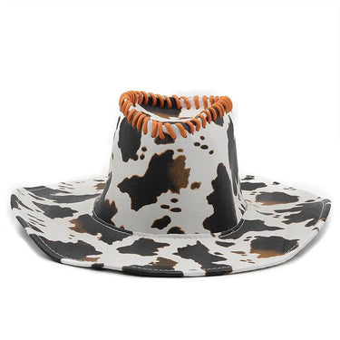 Palarie dama, alba, animal print, din piele ecologica, stil cowboy, Elita - Pursehuit.ro