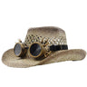Palarie dama, bej, de vara, stil cowboy, cu ochelari decorativi, Adelmine - Pursehuit.ro