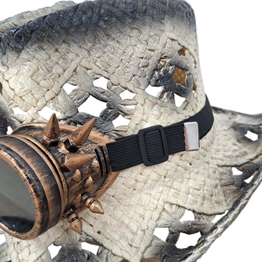 Palarie dama, bej, de vara, stil cowboy, cu ochelari decorativi, Inda - Pursehuit.ro