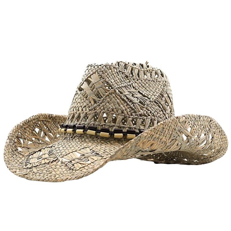 Palarie dama, bej, de vara, stil cowboy, din paie, Adie - Pursehuit.ro