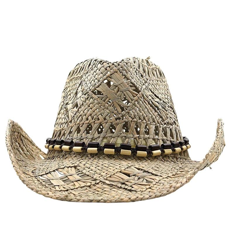 Palarie dama, bej, de vara, stil cowboy, din paie, Adie - Pursehuit.ro