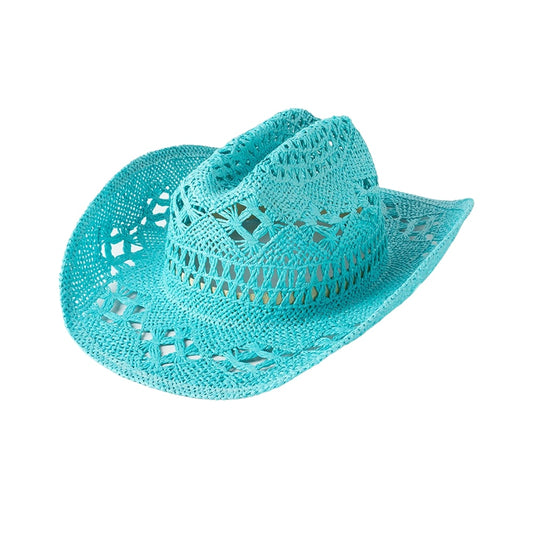 Palarie dama, bleu, de vara, stil cowboy, Gregory