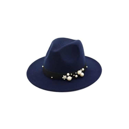 Palarie dama, bleumarin, cu perle, Nando - Pursehuit.ro