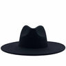 Palarie Fedora, neagra, cu bor lat, reglabila, Kirke - Pursehuit.ro