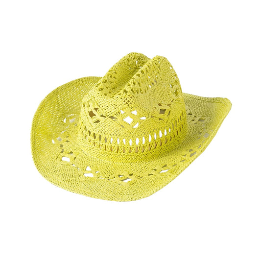 Palarie dama, galben lime, de vara, stil cowboy, Greigers