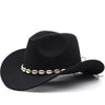 Palarie dama, neagra, stil cowboy, cu scoici, Marte - Pursehuit.ro