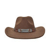 Palarie maro, stil cowboy, handmade, reglabila, cu accesoriu detasabil, Silka