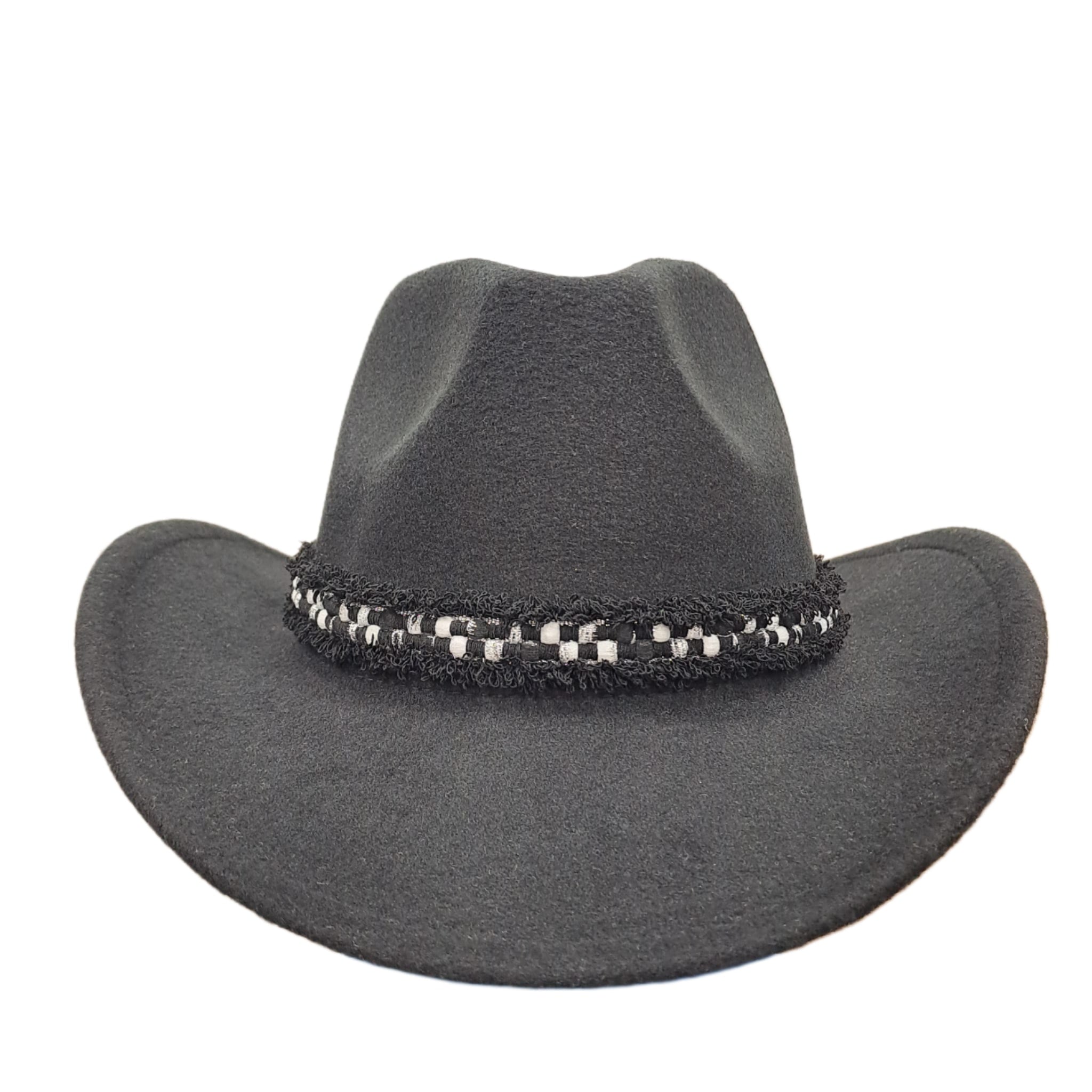 Palarie neagra, stil cowboy, handmade, reglabila, cu accesoriu detasabil, Sigve