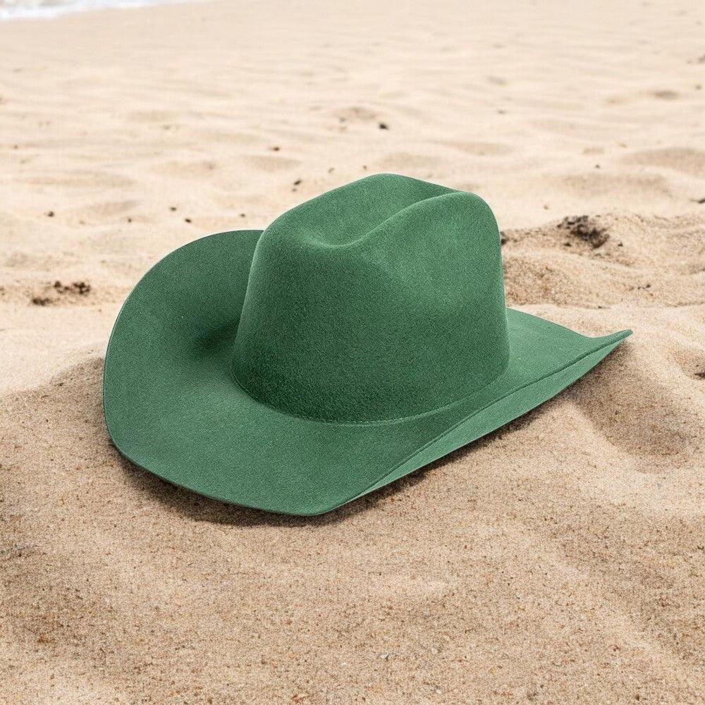 Palarie Fedora, verde, din lana, stil cowboy, reglabila, Cevin - Pursehuit.ro