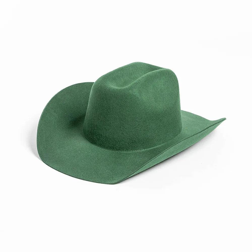 Palarie Fedora, verde, din lana, stil cowboy, reglabila, Cevin - Pursehuit.ro
