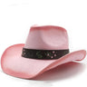 Palarie roz, stil cowboy, de vara, handmade, cu accesoriu detasabil, Skylar - Pursehuit.ro