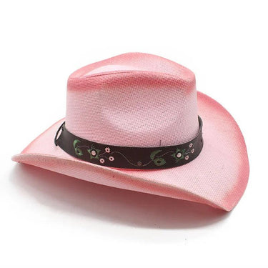 Palarie roz, stil cowboy, de vara, handmade, cu accesoriu detasabil, Skylar - Pursehuit.ro