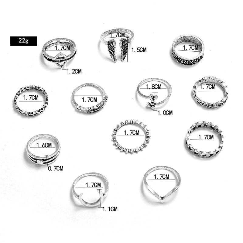 Set 12 inele argintii, diverse forme, Feodora C6