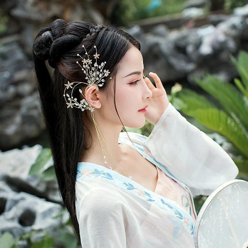 Set 2 Accesorii de ureche, stil ear cuff, aurii, cu pietre, Amdi C3 - Pursehuit.ro