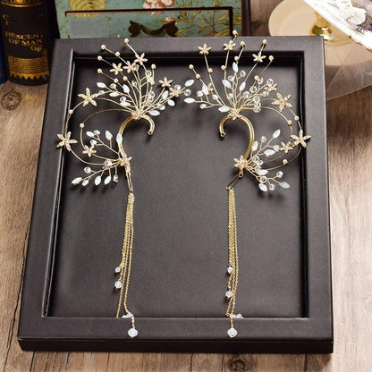 Set 2 Accesorii de ureche, stil ear cuff, aurii, cu pietre, Amdi C3 - Pursehuit.ro