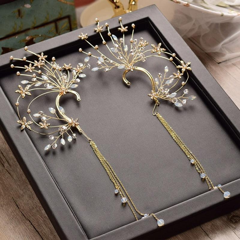 Set 2 Accesorii de ureche, stil ear cuff, aurii, cu pietre, Amdi C3 - Pursehuit.ro