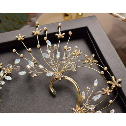 Set 2 Accesorii de ureche, stil ear cuff, aurii, cu pietre, Amdi C3 - Pursehuit.ro