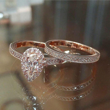 Set 2 Inele rose gold, cu pietre din zirconiu, Mindie C1 - Pursehuit.ro